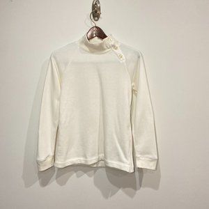 Crewcuts by J Crew Factory Girls' Button-Neck Tunic Sweatshirt in White Size 14